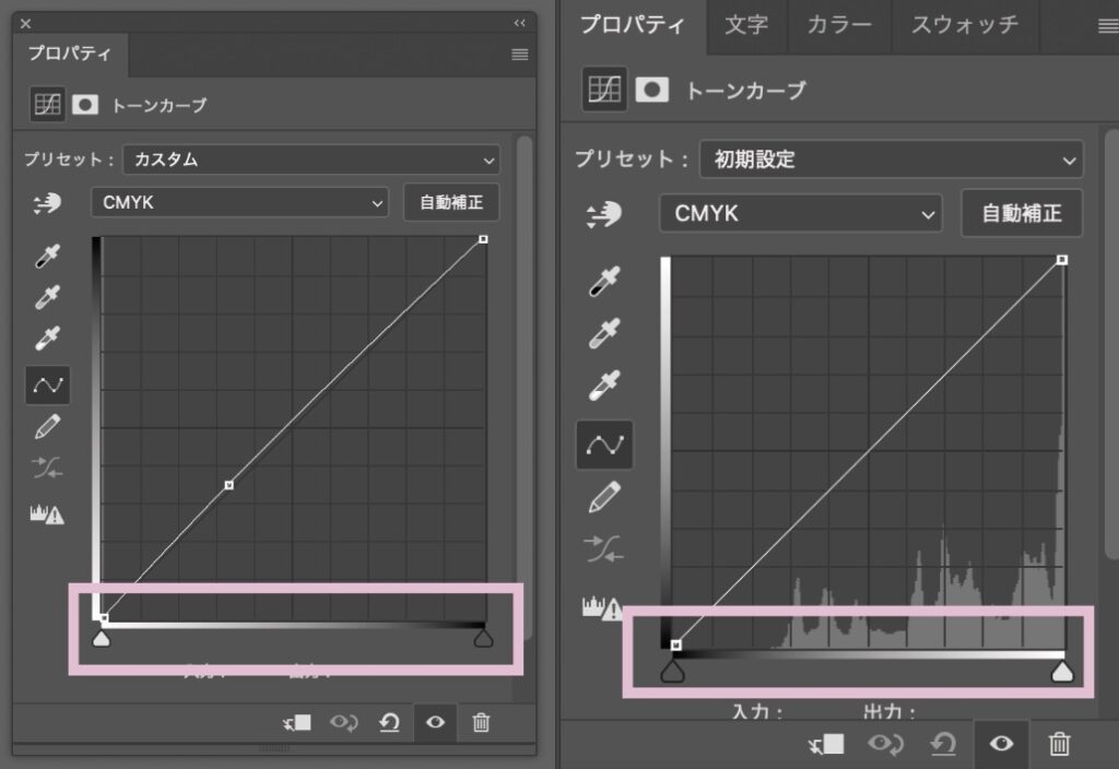 フォトショップ トーンカーブ軸反転